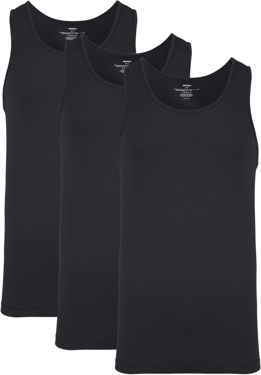 NACHILA Tank Top for Men-Viscose Made from Bamboo, Basic Undershirts 3 Pack Soft Tanks Sleeveless Shirts