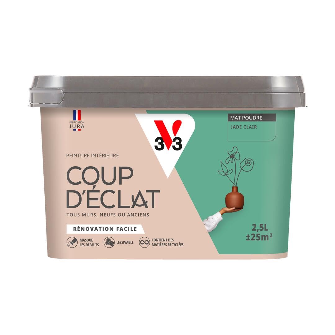 V33 Peinture murale intérieure Coup d'Éclat® Jade clair Mat Poudré 2,5L