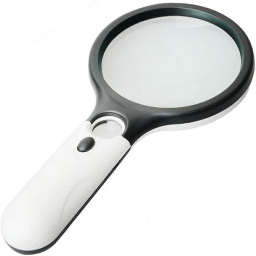 Handheld Magnifying Glass [3X 45x w/ 3 LED Lights] NALAKUVARA Hand Held Magnifier for Reading Maps - Best for Jeweler Watch Repair