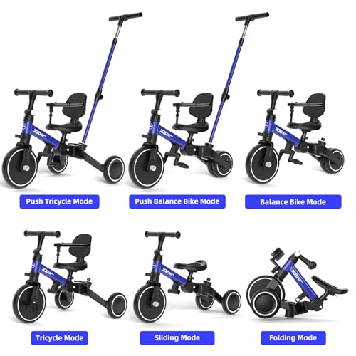 image for XJD Toddler Bike, 6 in 1 Folding Toddler Tricycle for 1-4 Year Old wit
