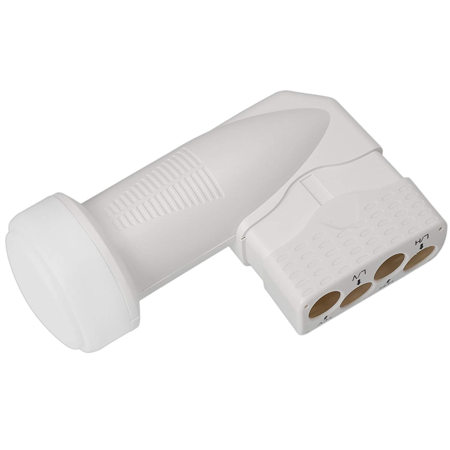 HB-DIGITAL DVB-S/S2 Multiswitch 5/8 + Quattro LNB UHD 414 W bianco + 24 connettori F dorati | Multiswitch per 1 SAT, 8 partecipanti | Quad | incl. alimentatore di rete | MS58Q-HB | FullHD 4K UHD