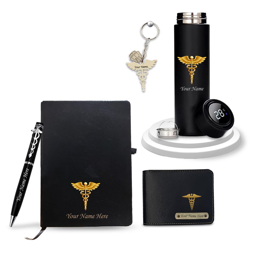 SAVRI Stainless Steel Personalized Doctor's Gift Set-:Key-Chain