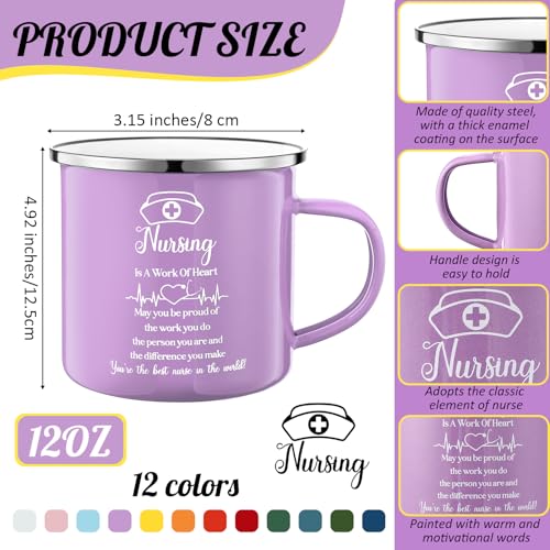 SiliFine 12 Pzs Juego de Tazas para Enfermeras 12 oz Esmaltado miniatura 2