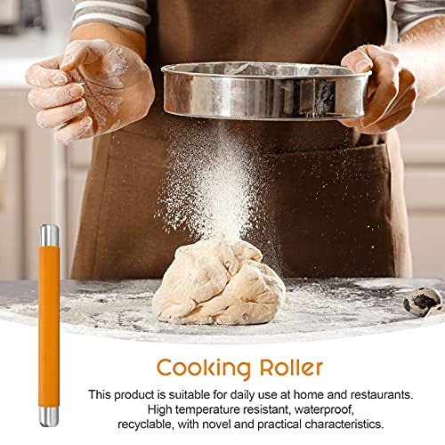 Remeel Rolling Pin Dough Roller for Baking with Thickened Non Stick Silicone Metal Handle Rolling Pin Stainless steel Fondant Roller Pin Cookie Pastry Kitchen Accessories 13.8 X 1.5 Inches