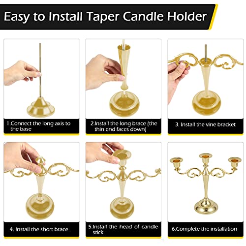 Dyna-Living Candelabra Candle Holders 3-Arms Gold Candlestick Holder Metal Candelabra For Table Tall Candles Decorative Candle Holder Stand For Church, Wedding, Party #TOP3