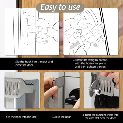 MEGAVOW 2 Pack Tragbares Türschloss, Edelstahl Reiseschloss Sicherheitsschloss Türsicherung mit Aufbewahrungstasche für Frauen Reisen Hotel Schule Zuhause Wohnung Hochschule