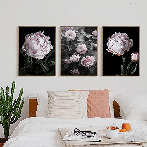 Affiche Toile Rose Romantique scandinave pour un salon élégant et fleuri