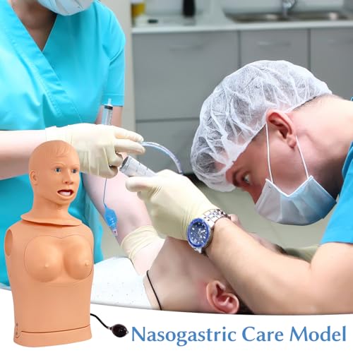 Image of JNMFTD Nasogastric Intubation Tube Manikin, Gastric Trachea Care Mannequin Lavage Tracheostomy Manikin Advanced Nursing Model with Product Manual Card for Medical Nursing Training Teaching Education