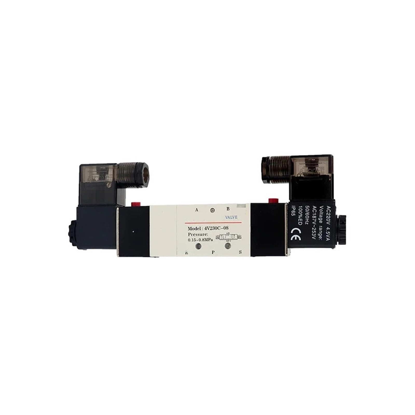 UWUKCJOKQ 1pcs Pneumatic Solenoid Valve Double Coil Port 1/8 1/4 24VDC 4V230C/4V230E/4V230P-08 5/3 Way Control