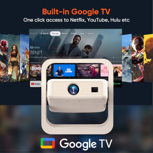 PANSEBA Official Google TV Smart Projector with Stand, Movie Projector | 4K Support, 10K+ Apps, WiFi6, Bluetooth 5.2, E Focus & Auto Keystone, Indoor/Outdoor Projector, 1500 ANSI Lumens - image 2