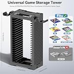 Tour de stockage de jeux vidéo avec support de contrôleur, support de jeux pour PS5/PS4/Xbox/NS 2, Organisateur de jeux vidéo pour 20 Disques verticaux & Plateau de disque horizontal, Accessoire de jeu