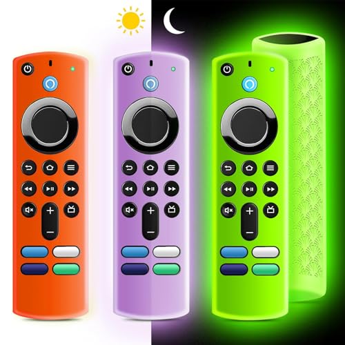 Image of (3 Pack) ONEBOM Silicone Protective Remote Case Cover, Silicone Control Cover Skin| Glow in The Dark(Green&Purple&Orange)