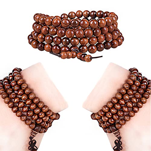 UFE Bracelet Bouddhiste Tibetain, Mala Tibétain Perles, Racelet Chaîne Chapelet, Collier Mala Bois, Bracelet De Mala De Perles De Prière, Bouddhiste Bracelet Prière, Pour Yoga, Méditation