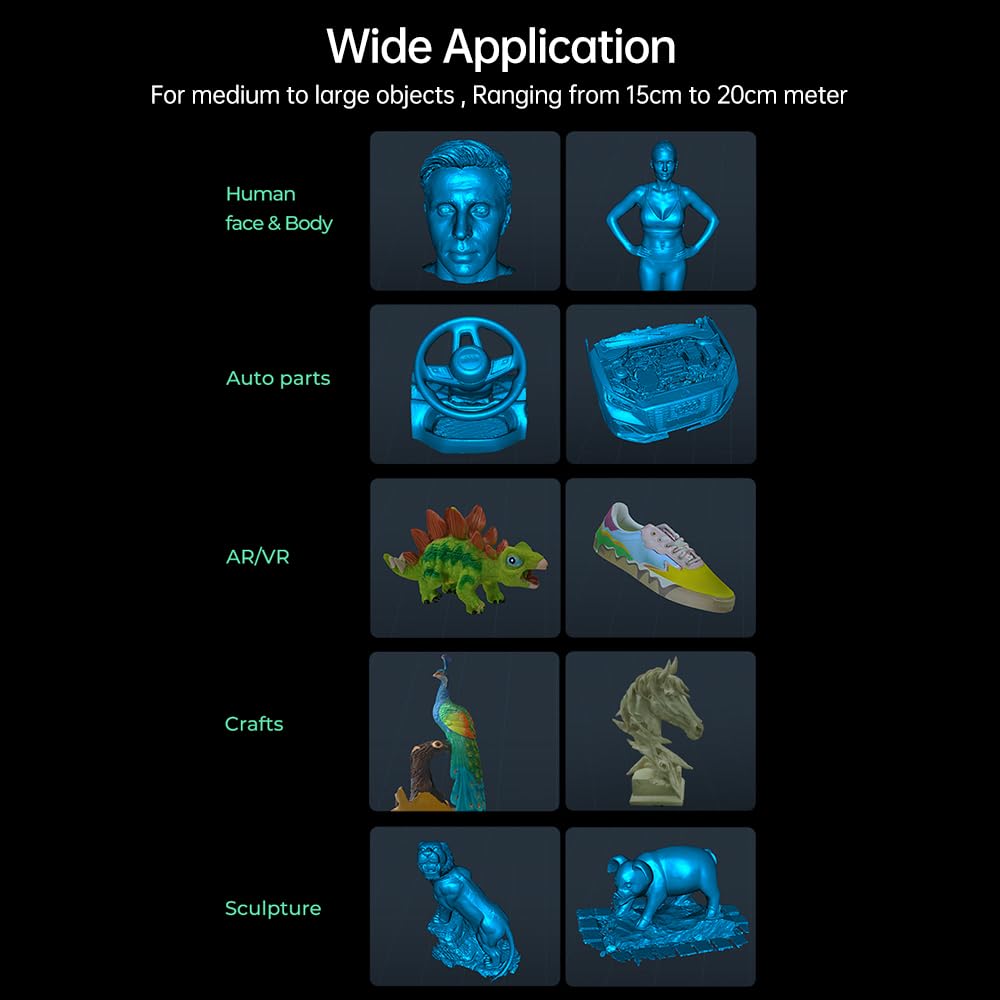 Walmeck CR-Scan Ferret Pro 3D-Scanner tragbar handgehalten mit Anti-Shake Tracking 0.1mm Genauigkeit WiFi6 30fps Scanrate für Anfänger und Profis