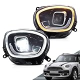 VLAND Led Headlights Compatible with Mini Cooper Countryman F60 2017-2020 2nd Gen Halogen Models Only w/Breathing Lighting Dual Beam Projector LHD