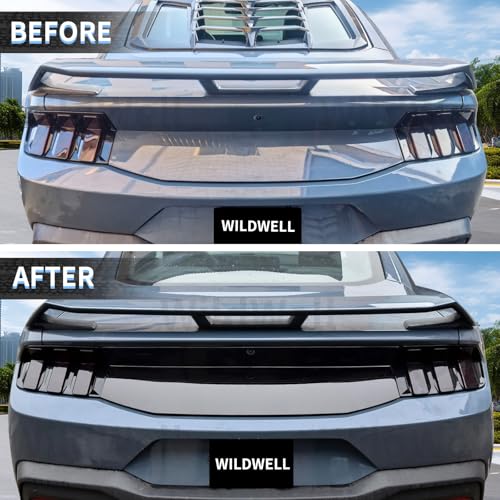 Image of WildWell Trunk Decklid Panel Trim for 2024 2025 Ford Mustang Rear Decklid, Trunk Center Decorating Panel Mustang Accessories Glossy Black