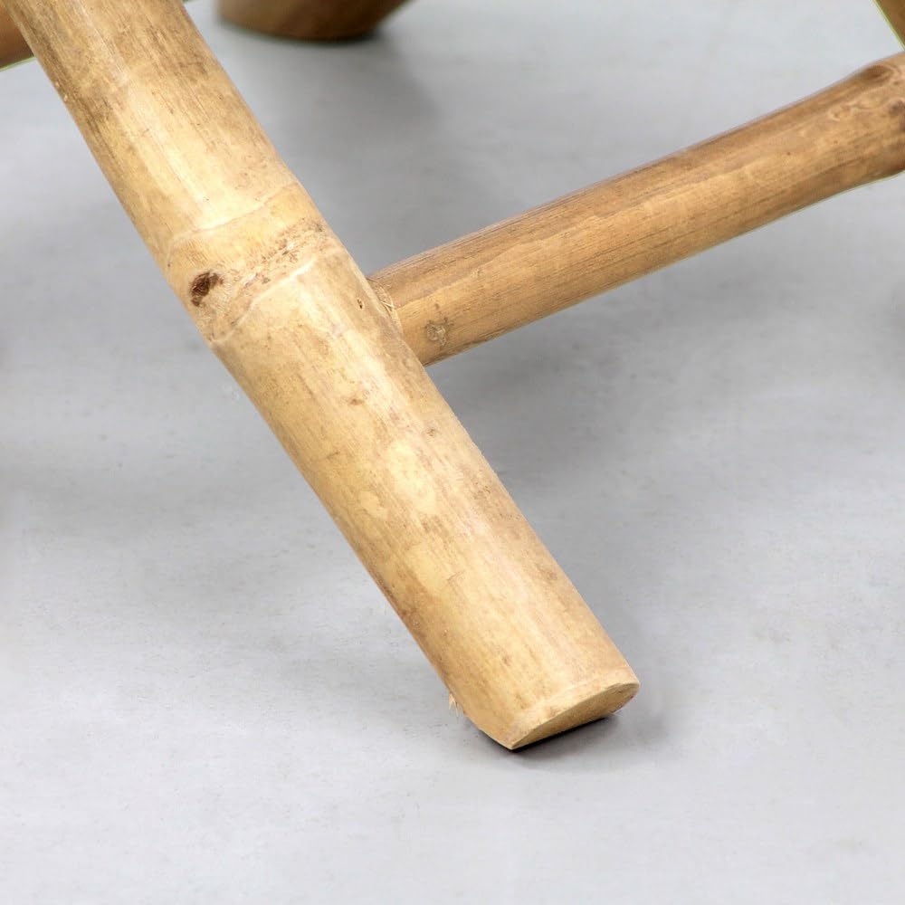 Brigros - Tavolino in Bamboo da Esterno e Interno, Tavolo Basso Naturale Coordinato con Lettino, Salvaspazio per Giardino Terrazzo Balcone, 39x39x32 cm