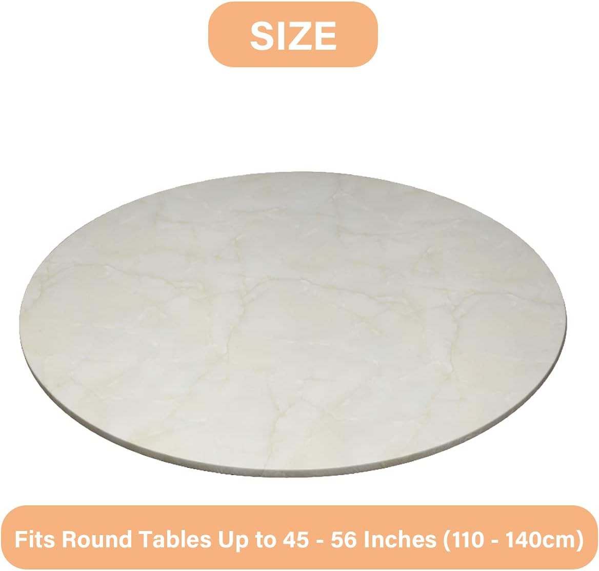 Ekotech Round Fitted Vinyl Tablecloth with Elastic Edge and Flannel Backing,Waterproof Plastic Table Cover for Outdoor, Patio, Kitchen and Dining Room（Marble Pattern）