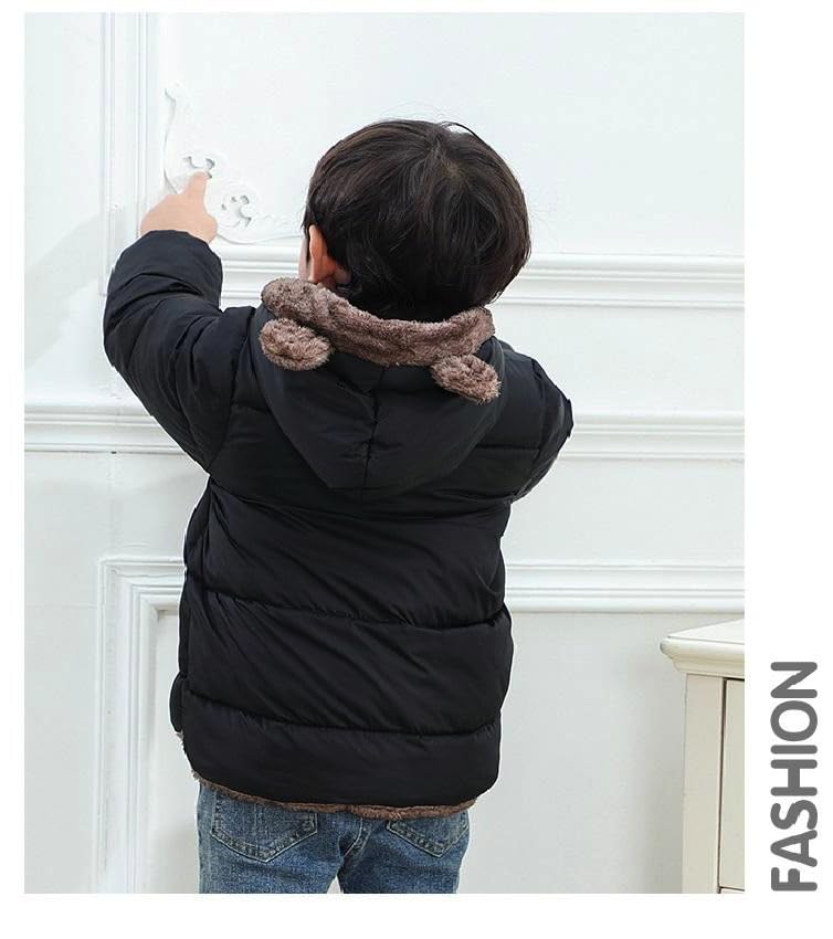 Tricycle Clothing Kids Boys & Girls Unisex Warm Full Sleeves Reversible Quilted Furr Jacket With Hood (3-4 Year, Black) 1