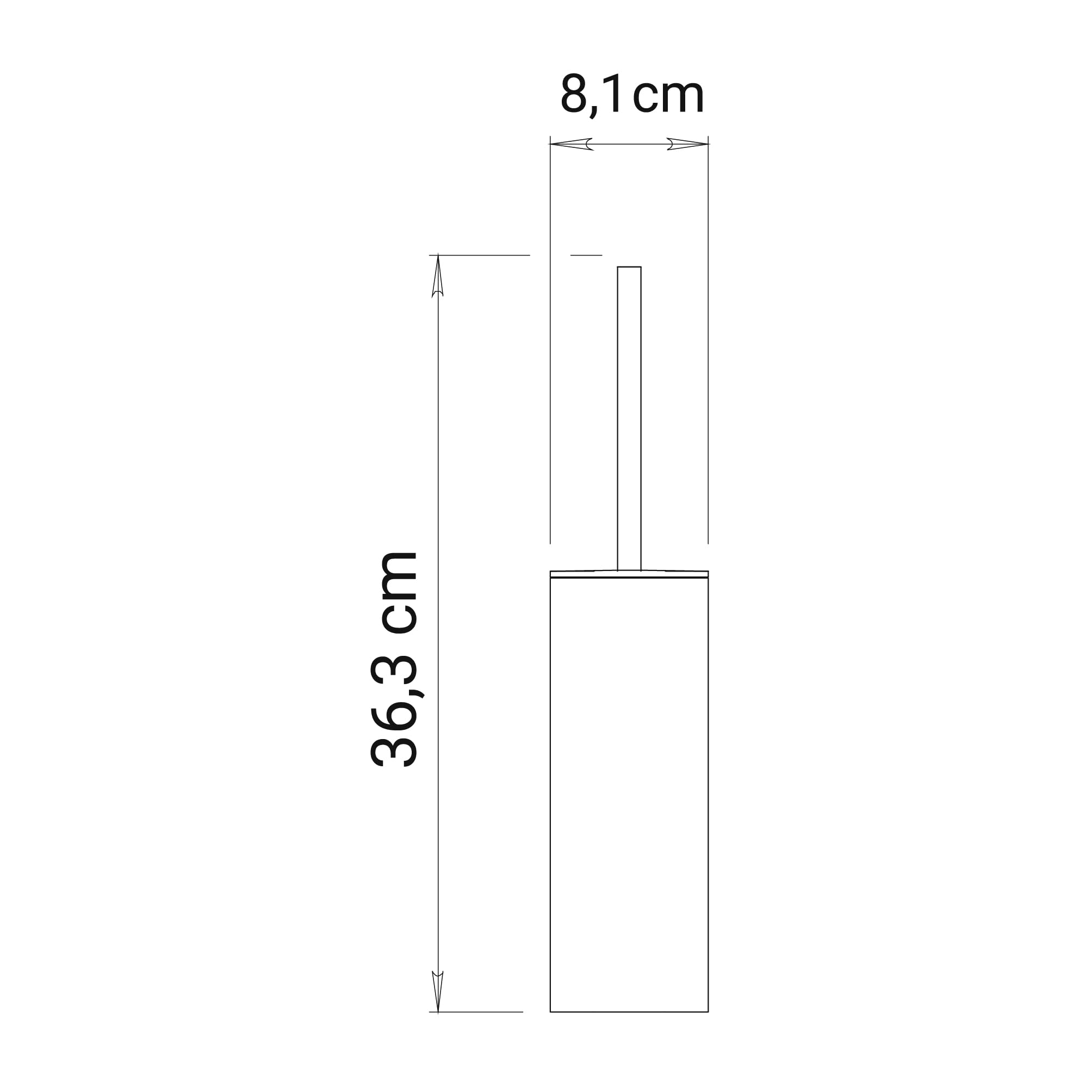 Gedy Tonga Escobillero Baño Suelo 8,3x8,3x38cm Acero INOX y Cromall Cerdas Nylon Blanco Mate, Escobilla WC Moderna