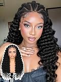 Lady Miranda 13x6 Lace Front Braided Wigs for Black Women Cornrow Braided Wig with Curly Ends Pre Braids Lace Front Wig Pre Plucked Curly Wigs for Black Women(Natural Black, 22 Inch)