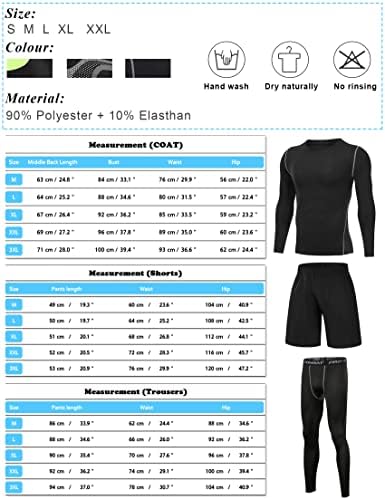 Terecey 3Pcs Compression Running Suits for Men,Mens Compression Tops Long Sleeve+Breathable Compression Leggings+ Men'S Sports Shorts with Pockets,for Running,Fitness,Workout,Training,Gym S-XXL