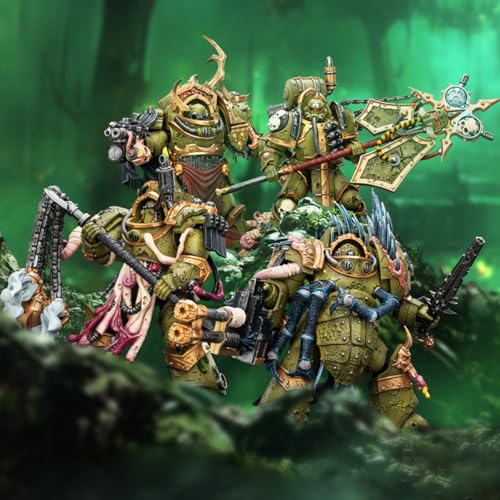 Image of JOYTOY Death Guard 1 /18 Action Figure Warhammer 40K - Death Guard Deathshroud Terminator (1 /2 /3) & Plague Marine Icon Bearer 4PCS Collectible Model Birhtday Gifts 15Age+