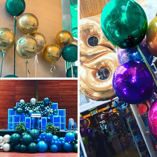 Image of PartyWoo Dark Green Foil Balloons 6pcs Large Round Giant Jumbo 4D Balloons