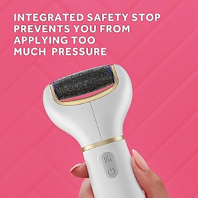 Amope Pedi Perfect Electric Callus Remover Foot File w/ Diamond Crystals, Pedicure Tool for Feet, Removes Hard & Dead Skin, Feet Scrubber & Buffer, Splashproof, w/ Extra Coarse Roller Head, 1 Count