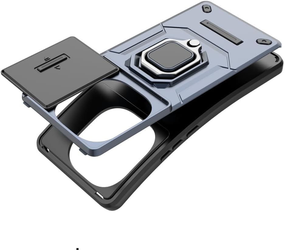 Image of SHINESTAR Tough Armor Bumper Back Case Cover | Ring Holder & Sliding Camera Shield Cover | 360 Degree Protection Back Case Cover for iQOO Z9s Pro 5G / Vivo T3 Pro 5G (Black)