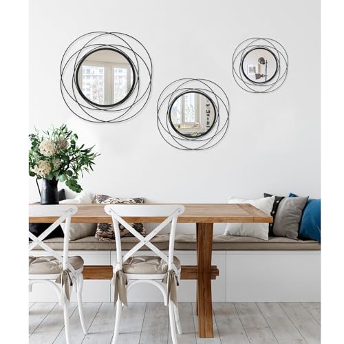 Hlfmvwe Black Circle Mirror Wall Decorative Metal Mirror Art Small Round Wall-Mounted Mirror Home Wall Decor For Bedroom Living Room Bathroom Entryway 16 Inch X 16 Inch thumb #5