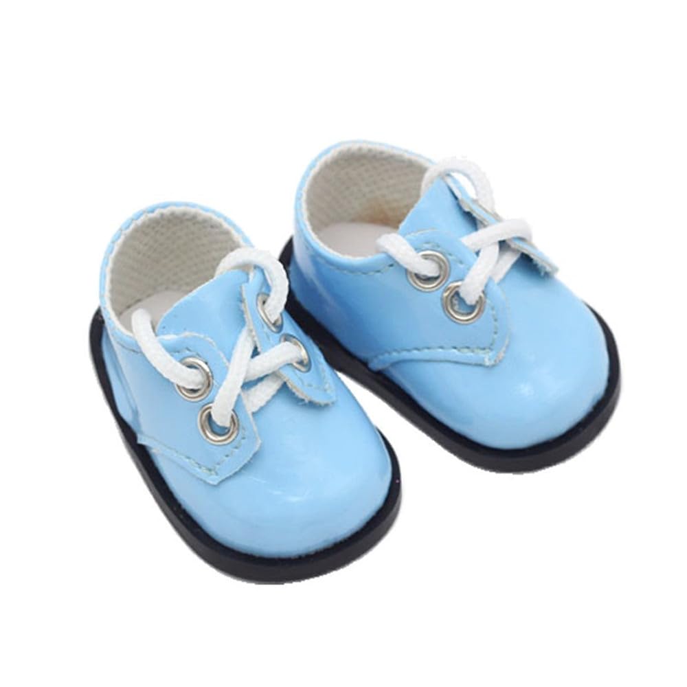 Uterui 14in Doll Leather Shoes 20cm Cotton Doll Lace-up Shoes Costume Accessory (Blue)