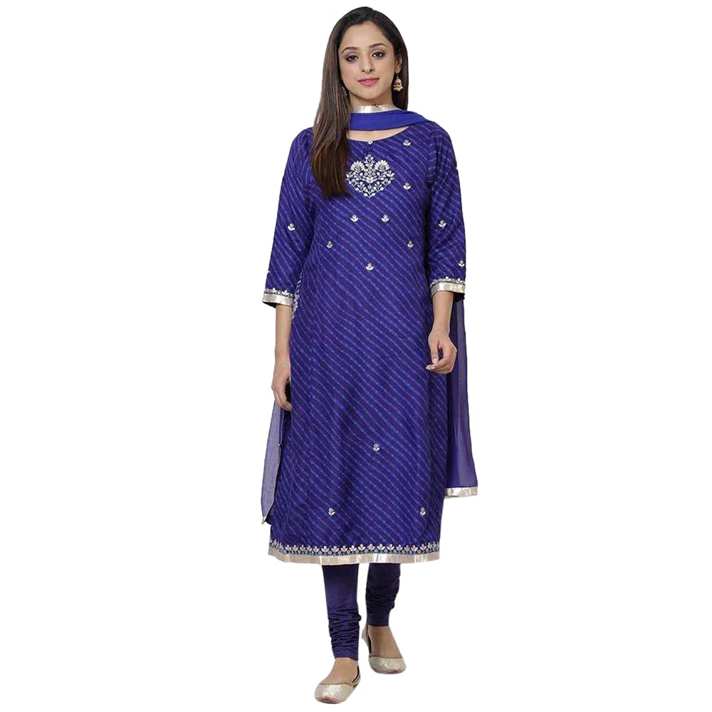 BibaWomen's Synthetic A-Line Salwar Suit Set