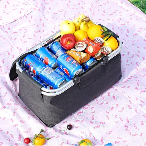 YANGUN Einkaufskorb Kühltasche, Kühlkorb Faltbar, Picknickkorb Groß, Leicht klappbar & kompakt, mit Griff Lunchtasche Thermo Tasche für Büro Camping Picknick Reisen Einkaufen