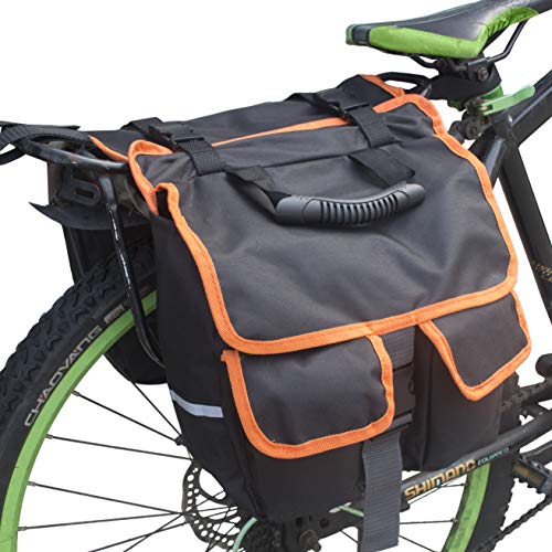 Unistrengh Bicycle Back Pannier Bags Bike Rear Seat Bag Cycling Rack Grocery Pannier Road Moutain Bike Storage Bag (Black With Orange Edge) #TOP23