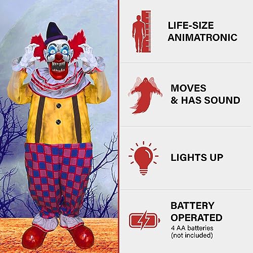 Haunted Hill Farm HHSTLCLOWN-2FLSA Motion-Activated Startling Arms Clown By Tekky, Talking Scare Prop Halloween Animatronic thumb #3