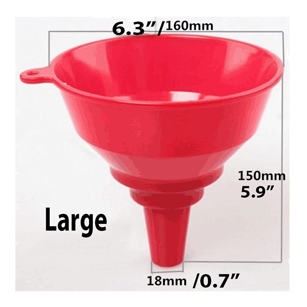 取り外し可能なストレーナー/フィルター付き赤いキッチン漏斗、充填ボトル/液体/粉の移動 - 小/大きい (Color : Red,