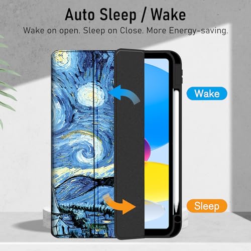 Image of Robustrion Cover for iPad 11th Generation (A16) / 10th Gen Cover Case with [Right Side Pencil Holder] [Auto Sleep Wake] [Soft Back] (2022 /2025), Case for iPad 11th 11 inch / 10th 10.9 inch - Night