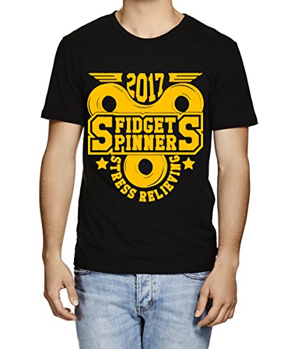 Image of Caseria Men's Cotton Printed T-Shirt -Fidget Spinner | 100% Cotton | Half Sleeves | Regular Fit | Printed | Round Neck | Graphic T Shirt