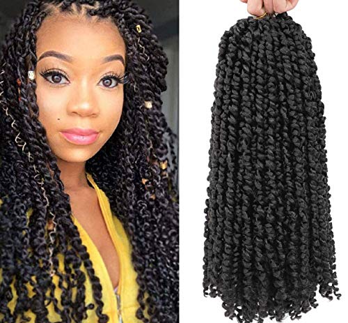 6Packs Pre-twisted Passion Twist Hair 12inch Water Wave Braiding Hair for Long Boho Hair Pre Looped Passion Black Women Hair Extensions (1B)