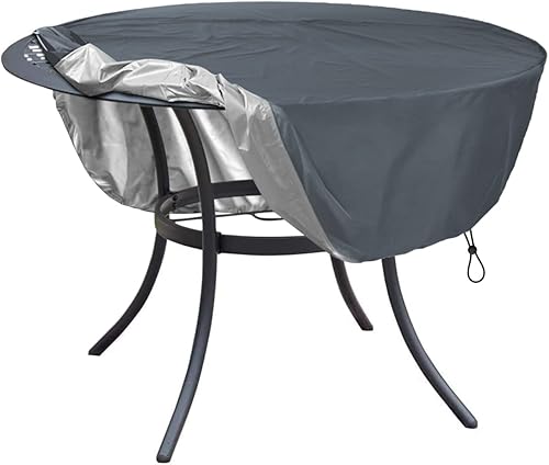 Funda de mesa redonda, adecuada para mesa redonda de patio de 64 pulgadas de diámetro, tela Oxford de doble capa gruesa, antidesgarros, con asa,