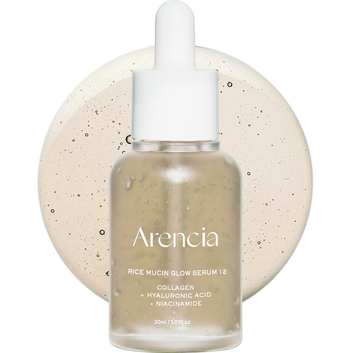 Arencia Rice Mucin Glow Serum, Collagen + Hyaluronic Acid & Niacinamide, 1.01 fl oz