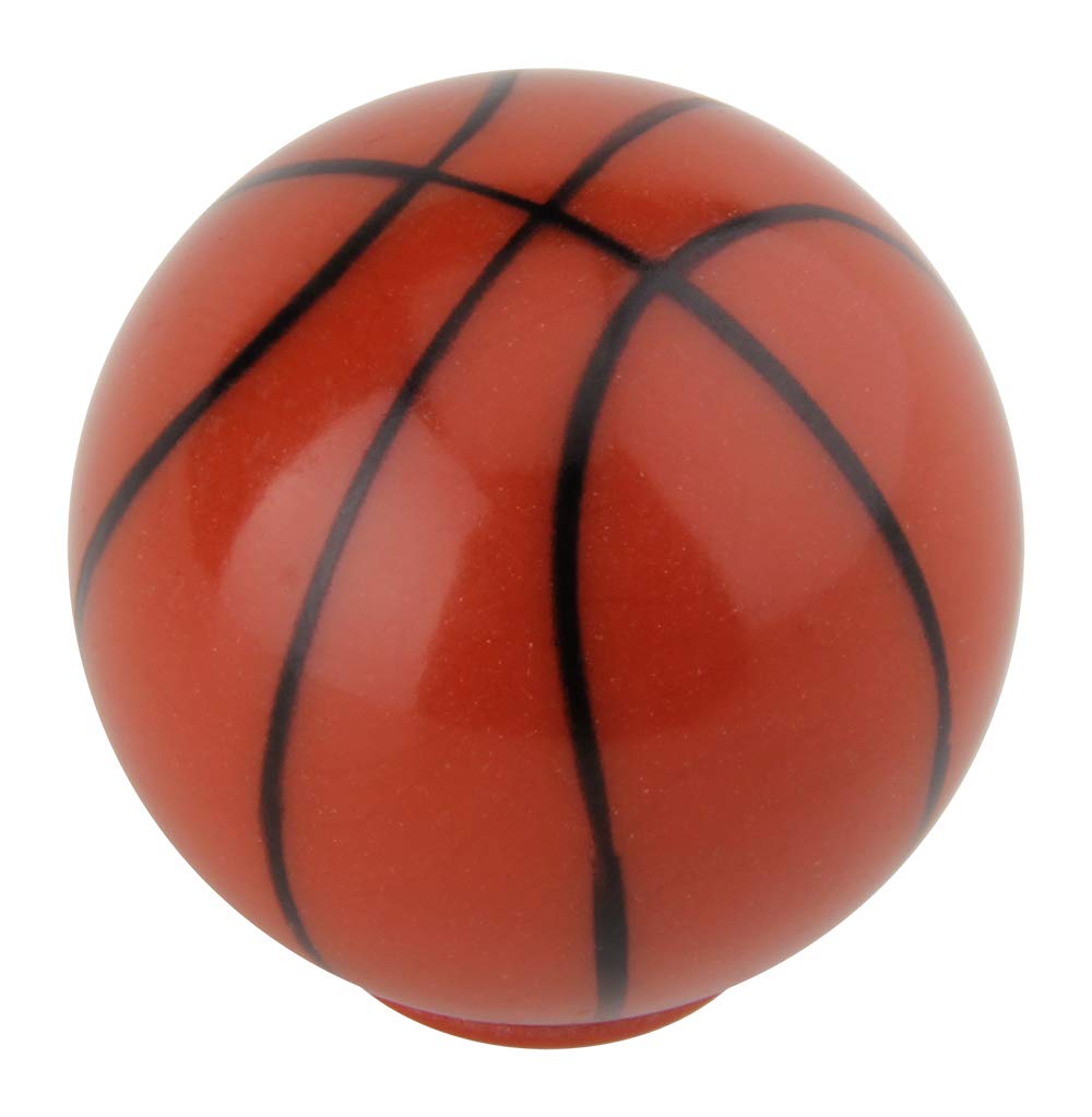 Silverline 6 Pack Cabinet Boy Child Drawer Knobs 1-1/4" Sports Dresser Wardrobe Room Decoration, Basketball