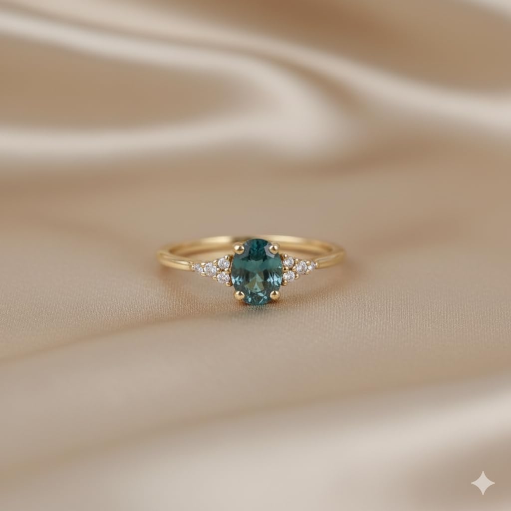 Oval Montana Sapphire Ring, Elegant Minimalist Wedding Promise Band for Women, Handmade 925 sterling Silver Ring