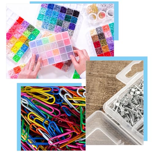 Image of PATIKIL 2.5X 5x0.8 Inch Nail Charm Organizer, 4 Pcs Craft Organizers and Storage Box Grids Clear Plastic Organizer Box Bead Organizer Art Crafts Jewelry Fishing Tools, Transparent