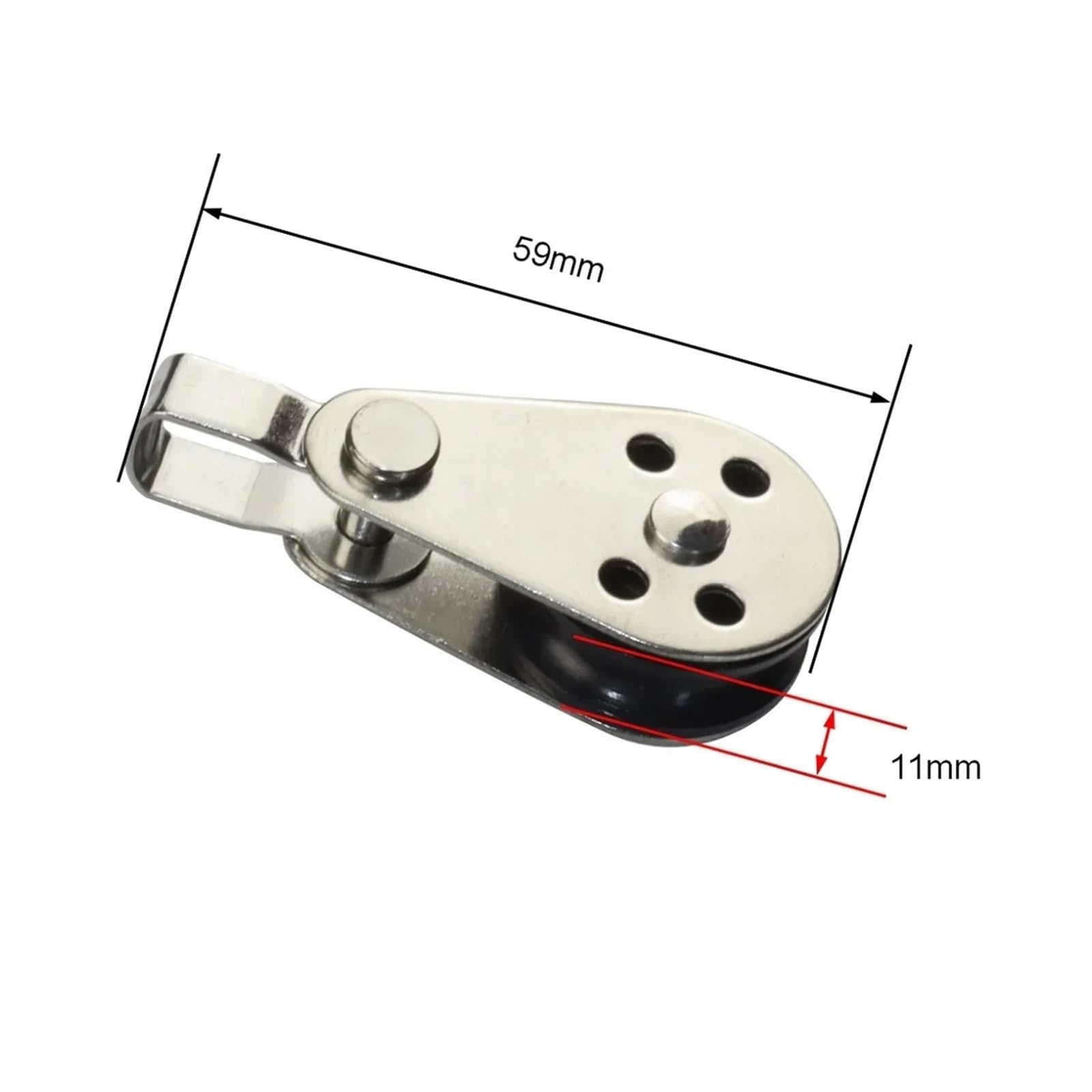 System koła pasowego ze stali nierdzewnej 316, nylonowe koło pasowe 25 mm, oczko kotwiczne do liny 2-8 mm, wytrzymałe, model 605-608 (605), 1 sztuka, idealne do użytku morskiego i na zewnątrz
