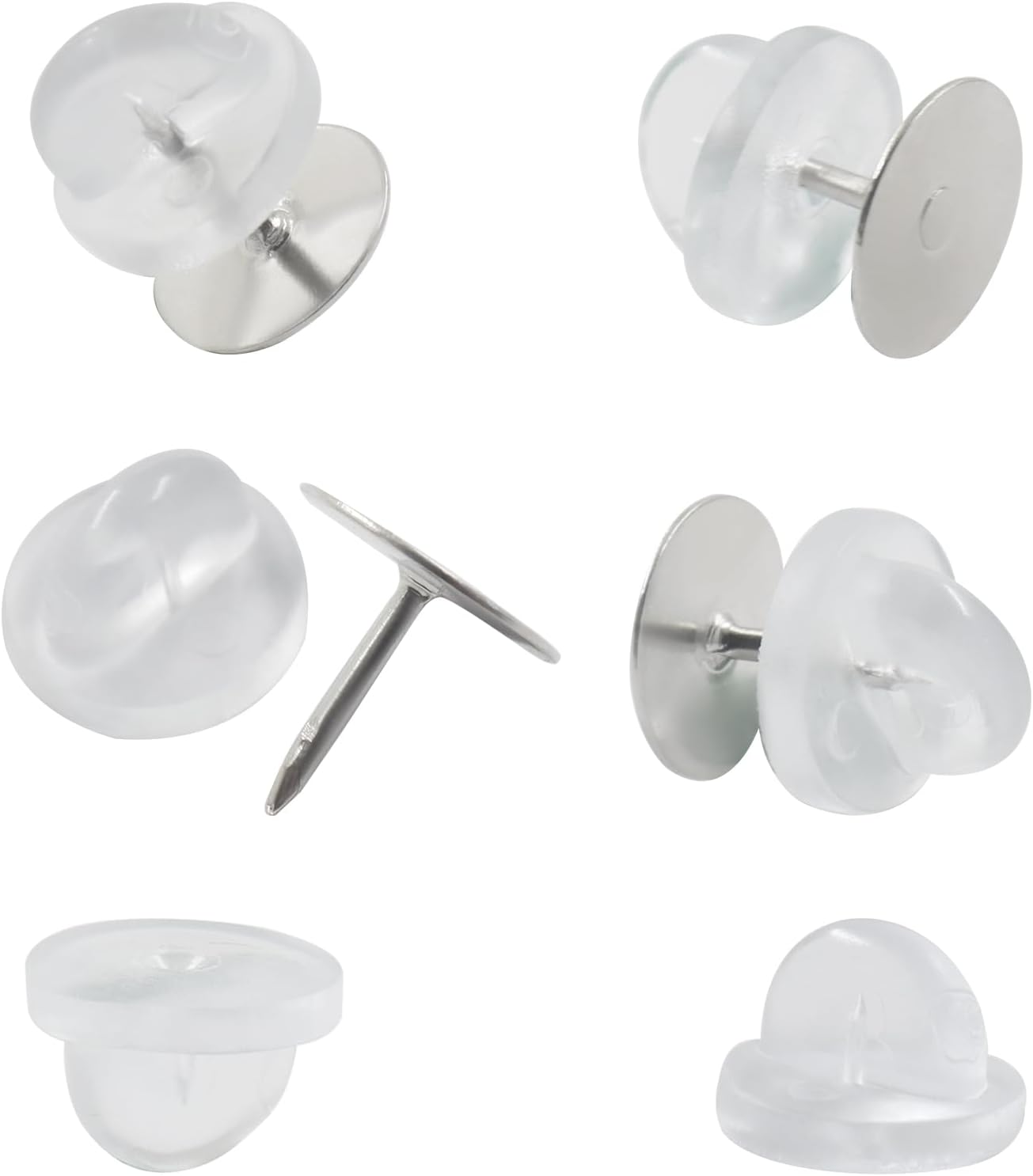 80 Pairs Rubber Blank Pin Backs, Butterfly Clutch Backings Holder Tie Tacks Keepers Replacement with 9.5mm Length 10mm Width Lapel Enamel Pins for Craft Making(Transparent)