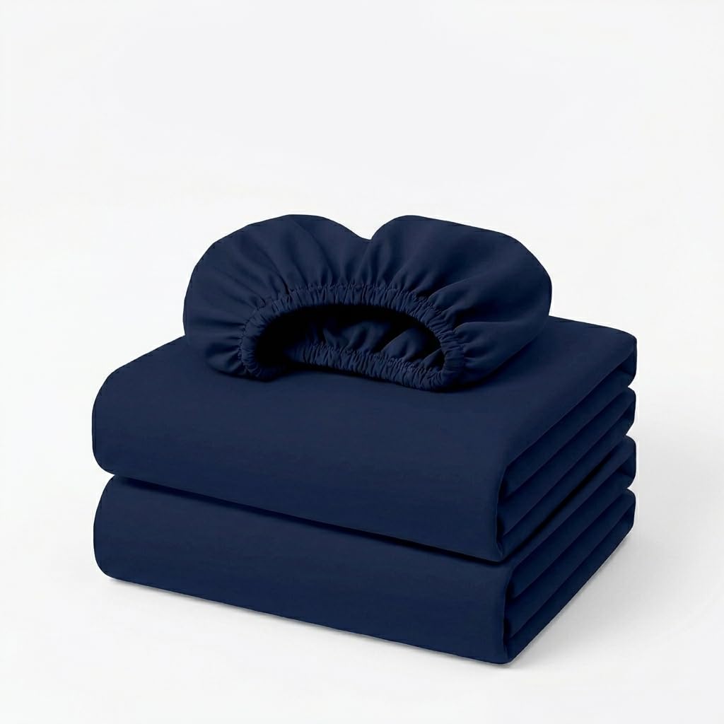 Lazzaro Double Fitted Sheet Bulk Pack of 2 Pieces Extra Deep Pocket 40 cm (16 inches) Durable Elastic Bed Sheets - Brushed Microfiber Fitted Bed Sheets Double - Ultrasoft Hypoallergenic Fade Resistant