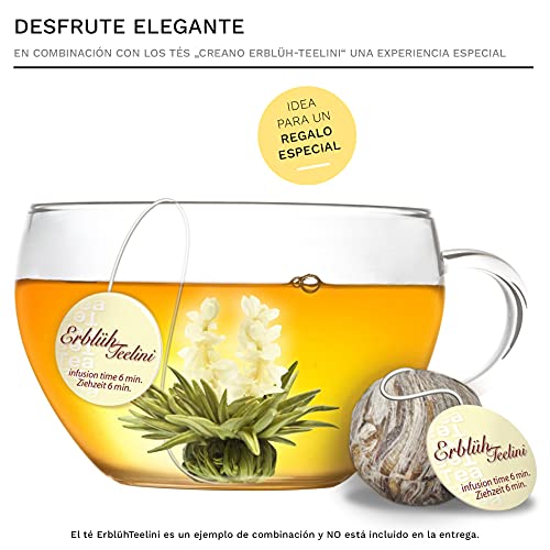 Creano Taza de Té con Tapa, Práctica para Flor di Tèlini o Bolsita de Té, Latte Macchiato, Café | 200ml - Imagen 6