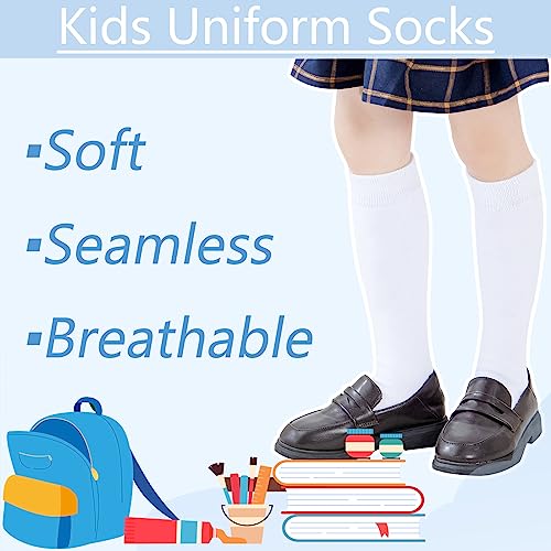 Mini angel Girls Knee High Socks Seamless Boys School Uniform Socks Kids Soccer Socks Cotton Long Socks 3/5 Pack3